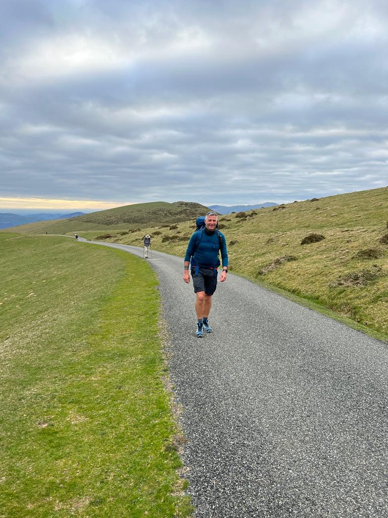 Andreas walking the Camino Francés alone, 2023